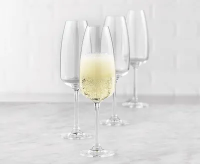 Fascino Flute Glasses, Set of 4, 10 oz