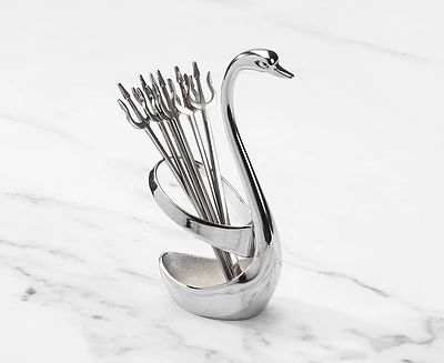 Fourchettes Swan avec support, argent, Ens. de 7