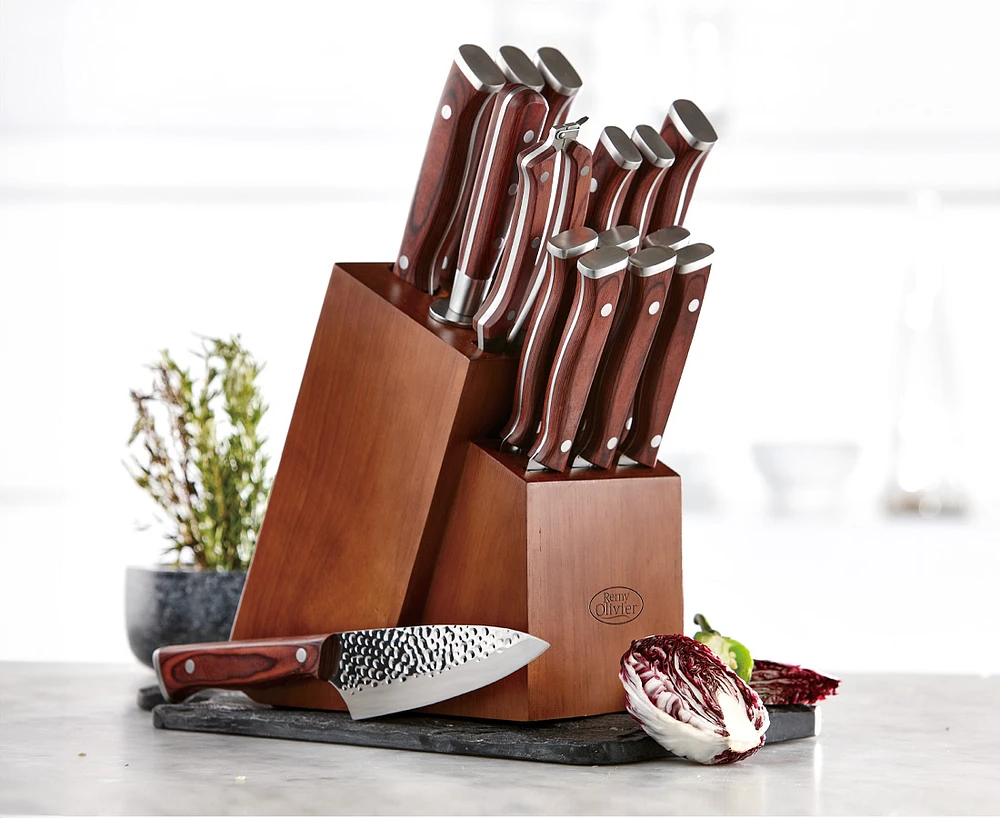 Ensemble de couteaux Rowen 16 pièces avec bloc en bois