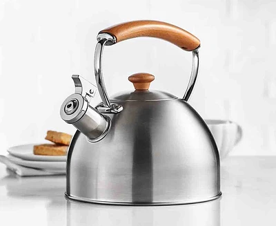 Bouilloire à sifflet avec poignée en bois Oak, argent, 1,8 L