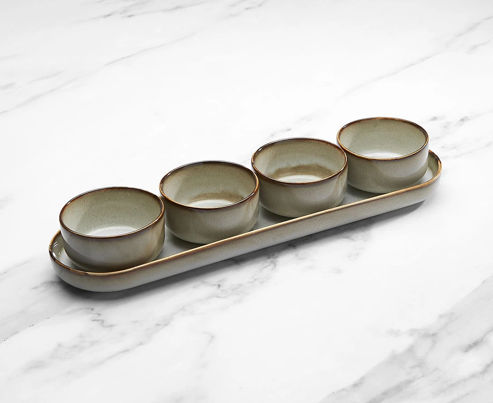 Ensemble à trempette Sandstone avec plateau de service, Ens. de 5 pièces