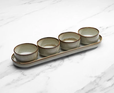 Ensemble à trempette Sandstone avec plateau de service, Ens. de 5 pièces