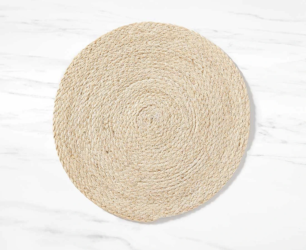 Napperon tissé rond Mazi, naturel, 38 cm