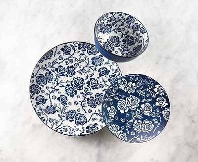 Ensemble de vaisselle de 12 pièces Midnight, Blanc et bleu