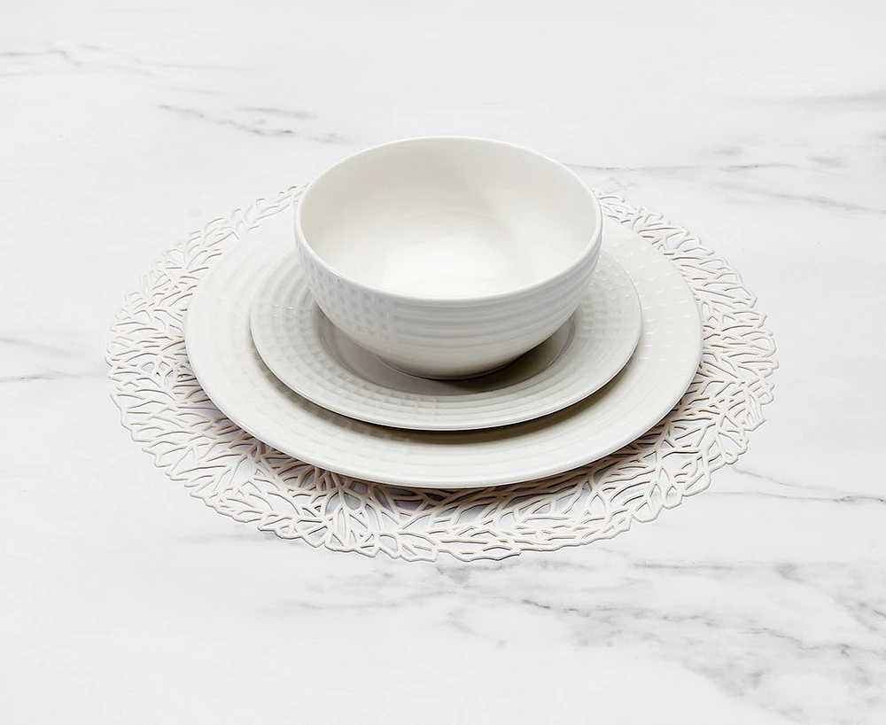Napperon rond Lattice, blanc