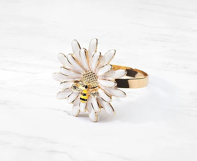 Anneau à serviette de table Daisy Bee, blanc