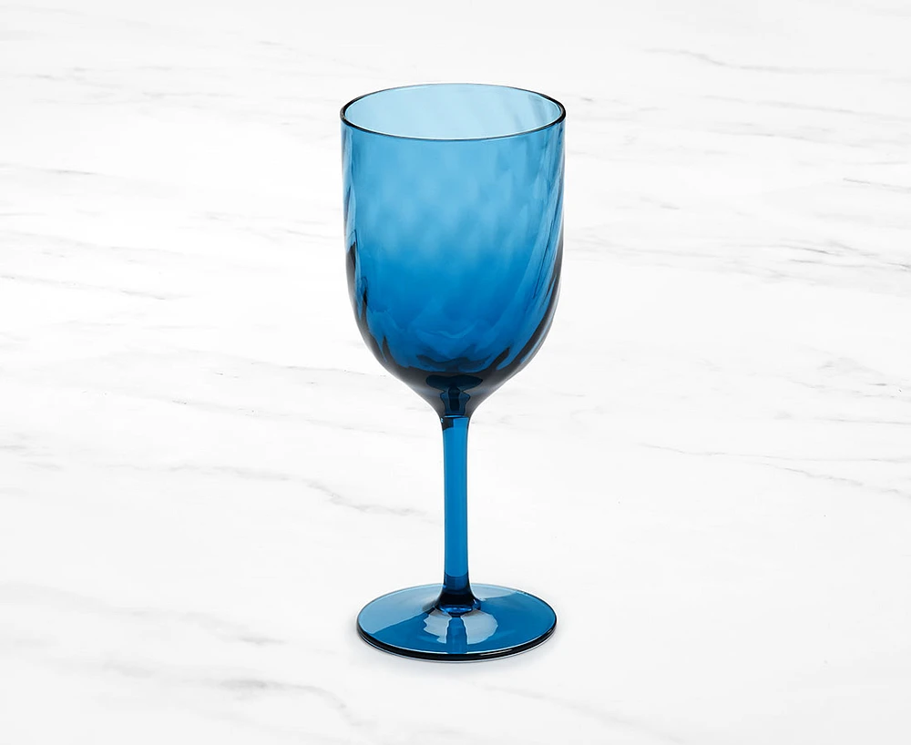 Verre à vin en acrylique Ripple, bleu, 380 ml