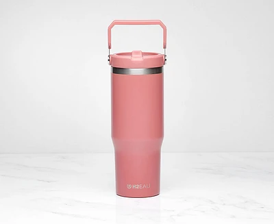 Bouteille isotherme à double paroi avec bouchon à paille SIP, terracotta, 30 oz