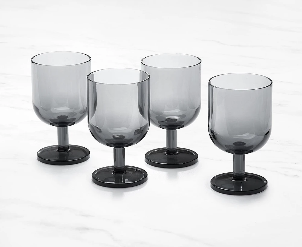 Ensemble de 4 verres empilables, gris fumée