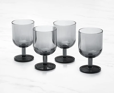 Ensemble de 4 verres empilables, gris fumée