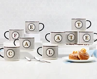 Tasse monogramme avec lettre P, noir et or, 480 ml