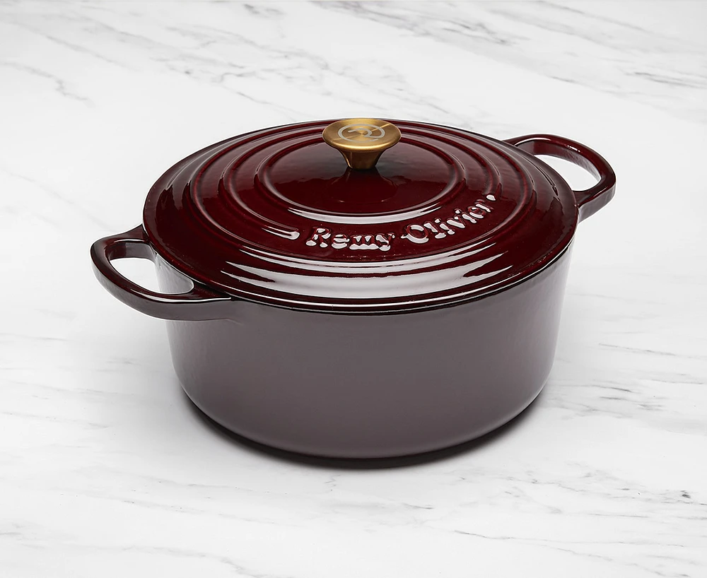 Casserole ronde en fonte Bordeaux par Remy Olivier, 6 litres