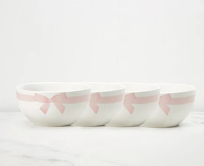 Bols Ribbon, ens. de 4, blanc et rose