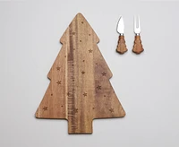 Plateau de service avec 2 couteaux à fromage Festive Pine, 40 cm