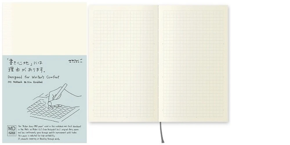 Midori Notebook (B6 Slim), MD Paper series Cream (Squared, 105mm x 175mm)