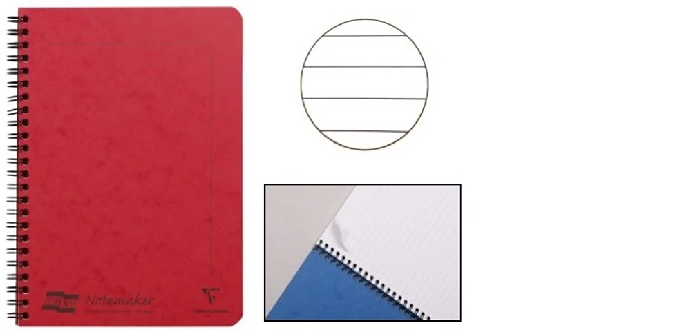Cahier spiralé (A5) Clairefontaine, série Europa Rouge (148 mm x 210 mm, ligné)