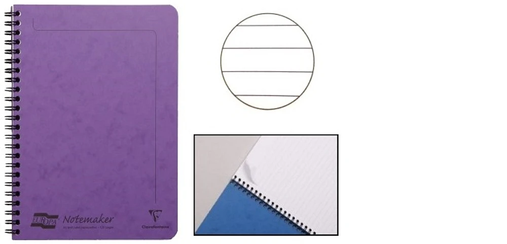 Clairefontaine (A5) Wirebound notebook, Europa series Violet (148 mm x 210 mm, lined)