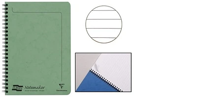 Cahier spiralé (A5) Clairefontaine, série Europa Vert (148 mm x 210 mm, ligné)