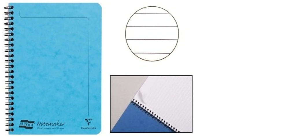 Clairefontaine (A5) Wirebound notebook, Europa series Turquoise (148 mm x 210 mm, lined)