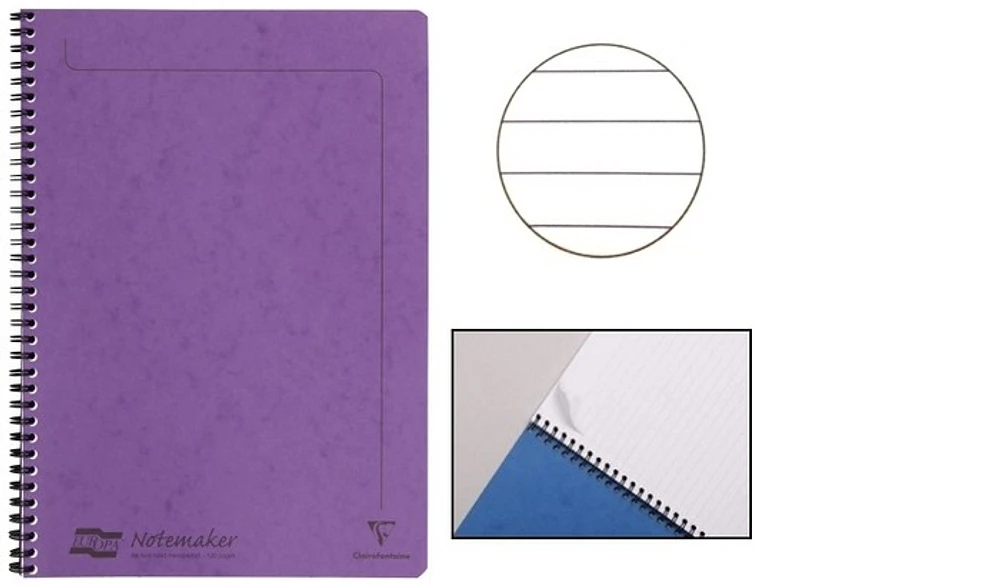 Clairefontaine (A4) Wirebound notebook, Europa series Violet (210 mm x 297 mm, lined)