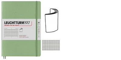 Leuchtturm1917 Notebook, Notebook Medium (A5) Softcover series Sage (Squared, 145 x 210mm)