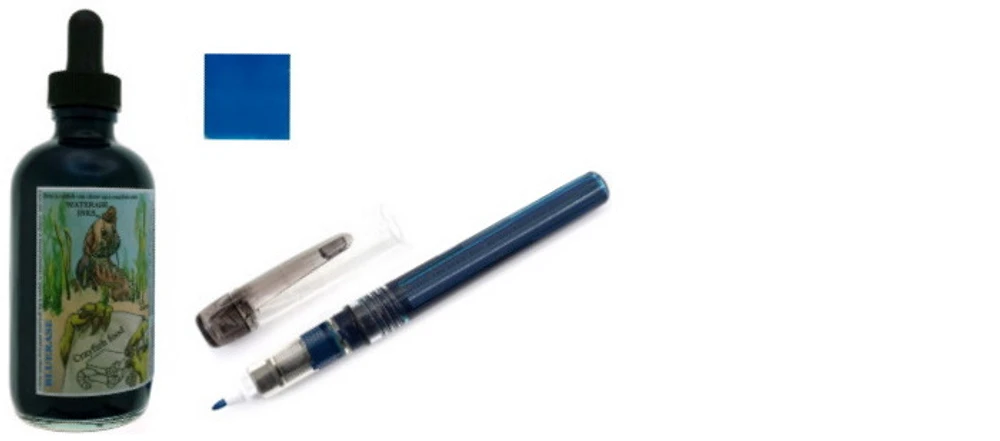 Noodler's Ink Ink bottle, 4.5 oz. Bottles series Blue ink (Bluerase)- with Marker pen