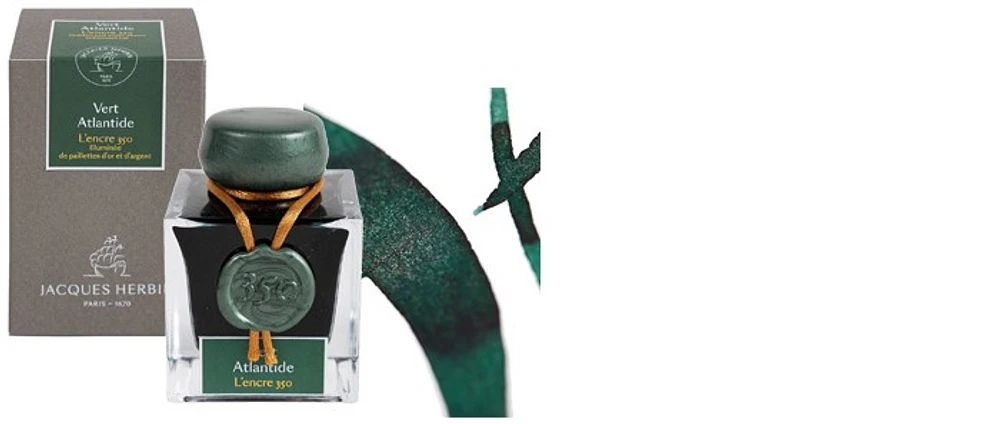 Jacques Herbin Ink bottle, 1798 Ink series 350 vert Atlantide ink