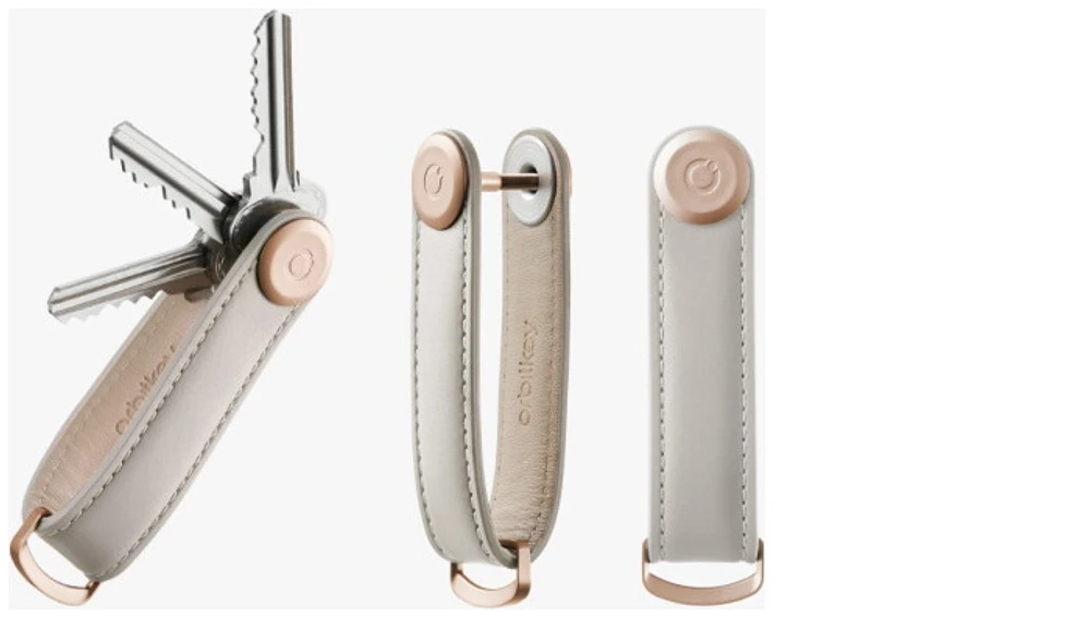 Orbitkey Key organizer, Leather series Light gray (Stone/Gray)