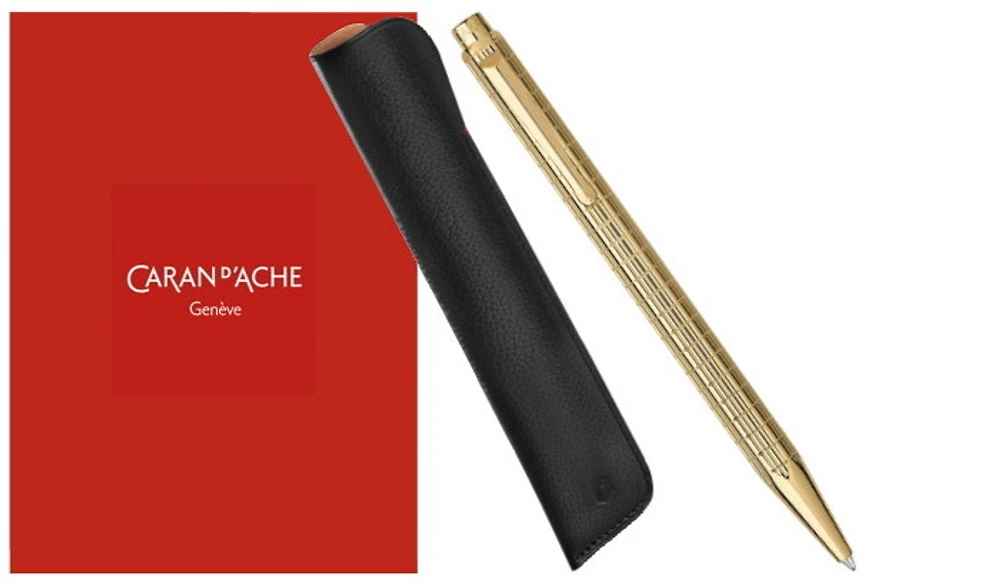 Caran d'Ache Ballpoint pen & pouch set, Ecridor Lights Limited Edition series Yellow gold