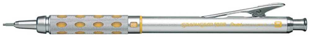 Pentel Mechanical pencil, GraphGear 1000 series Silvered & Yellow 0.9mm