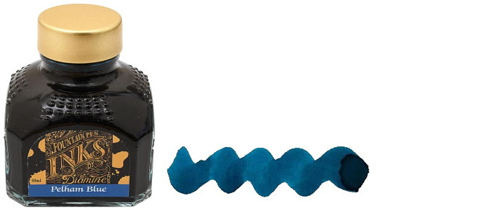 Bouteille d'encre Diamine, série Guitar Theme Encre Pelham Blue (80ml)