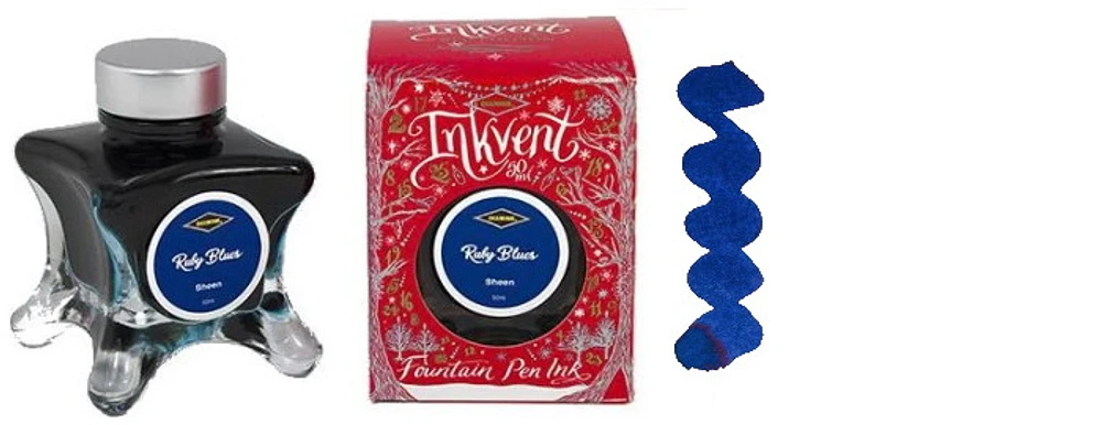 Bouteille d'encre Diamine, série Inkvent Red Edition Encre Ruby Blues (50ml)