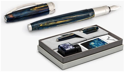 Ensemble stylo plume Visconti, série Van Gogh Bleu (Starry Night - avec bouteille d'encre)