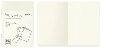 Midori Pack of 3 Notebooks (A7), MD Paper Light series Cream (Blank, 74mm x 105mm)