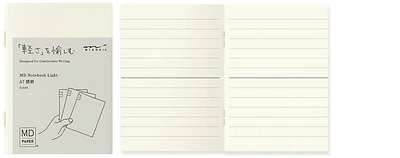 Midori Pack of 3 Notebooks (A7), MD Paper Light series Cream (Ruled, 74mm x 105mm)
