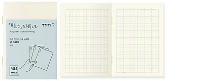 Midori Pack of 3 Notebooks (A7), MD Paper Light series Cream (Squared, 74mm x 105mm)