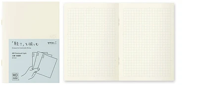 Midori Pack of 3 Notebooks (A6), MD Paper Light series Cream (Squared, 105mm x 148mm)