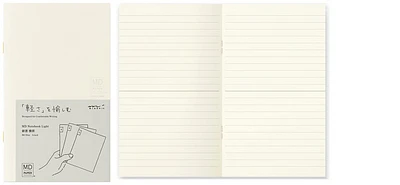 Midori Pack of 3 Notebooks (B6 Slim), MD Paper Light series Cream (Ruled, 105mm x 175mm)