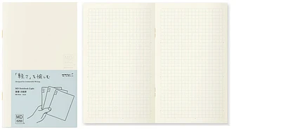 Midori Pack of 3 Notebooks (B6 Slim), MD Paper Light series Cream (Squared, 105mm x 175mm)