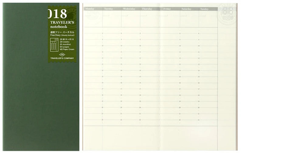 Traveler's Company Agenda refill, Notebook Refill series Cream (110mm x 210mm)