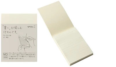 Midori Notepad (A7), MD Sticky Memo Pad series Cream (Ruled, 76mm x 102mm)