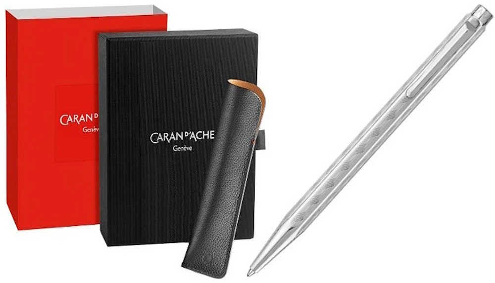 Caran d'Ache Ballpoint pen & pouch set, Écridor Tressé Special Edition series Platinum