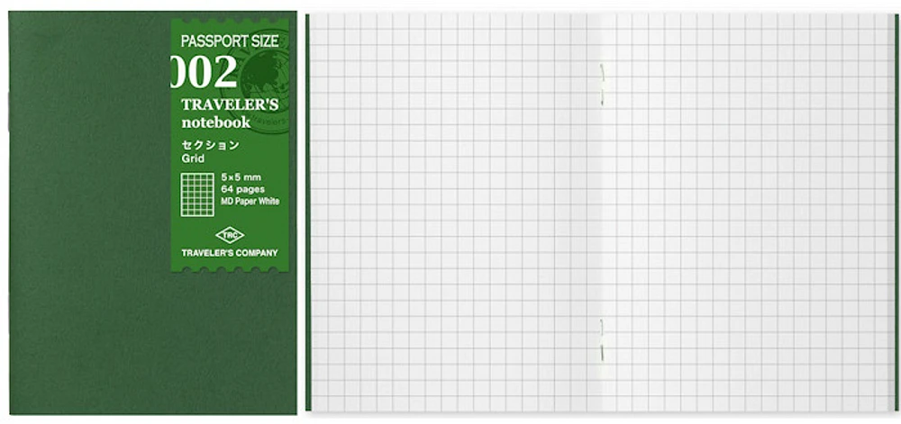 Traveler's Company Notebook refill, Notebook Passport Size Refill series White (Squared, 89mm x 124mm)