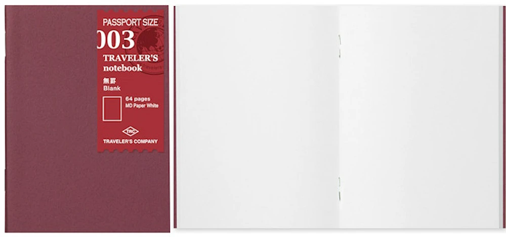 Traveler's Company Notebook refill, Notebook Passport Size Refill series White (Plain, 89mm x 124mm)