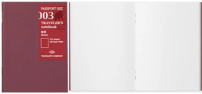 Traveler's Company Notebook refill, Notebook Passport Size Refill series White (Plain, 89mm x 124mm)