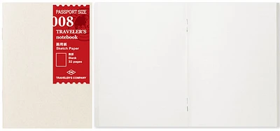 Traveler's Company Notebook refill, Notebook Passport Size Refill series White (Plain - Sketch, 89mm x 124mm)