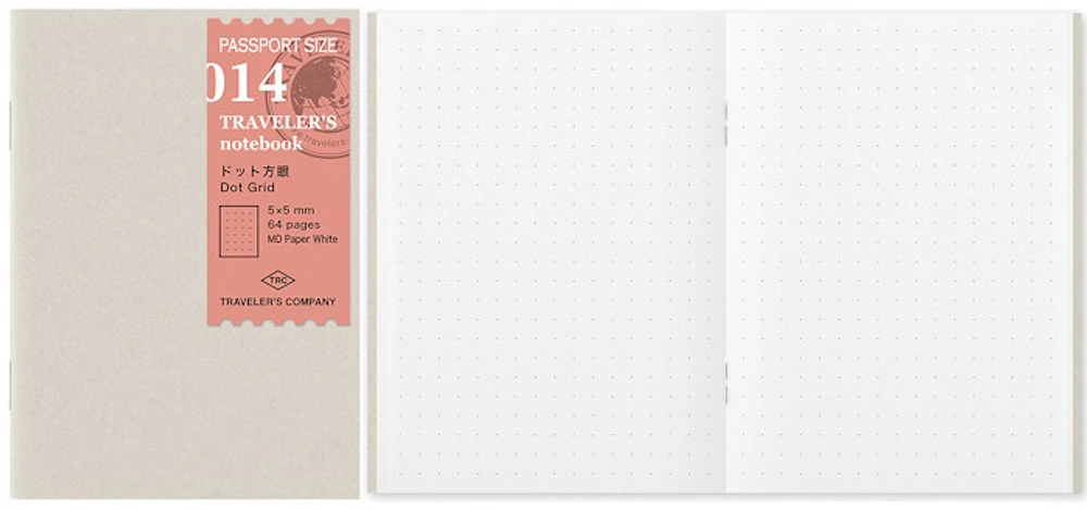 Traveler's Company Notebook refill, Notebook Passport Size Refill series White (Dot grid, 89mm x 124mm)
