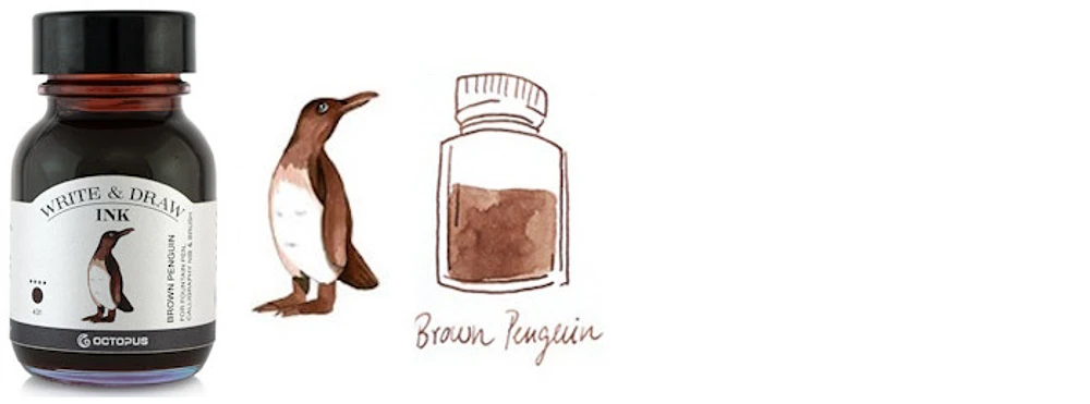 Octopus Fluids Ink bottle, Write & Draw Ink series Brown ink (Penguin) - 50ml