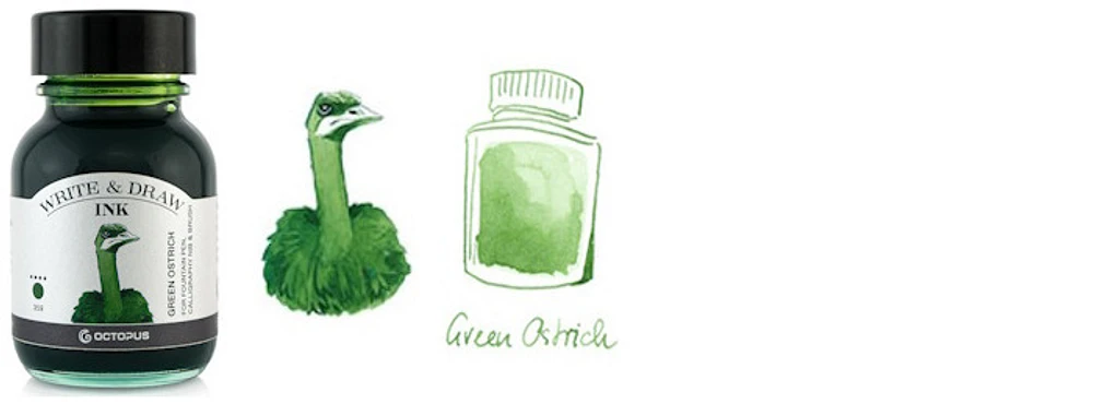 Octopus Fluids Ink bottle, Write & Draw Ink series Green ink (Ostrich) - 50ml
