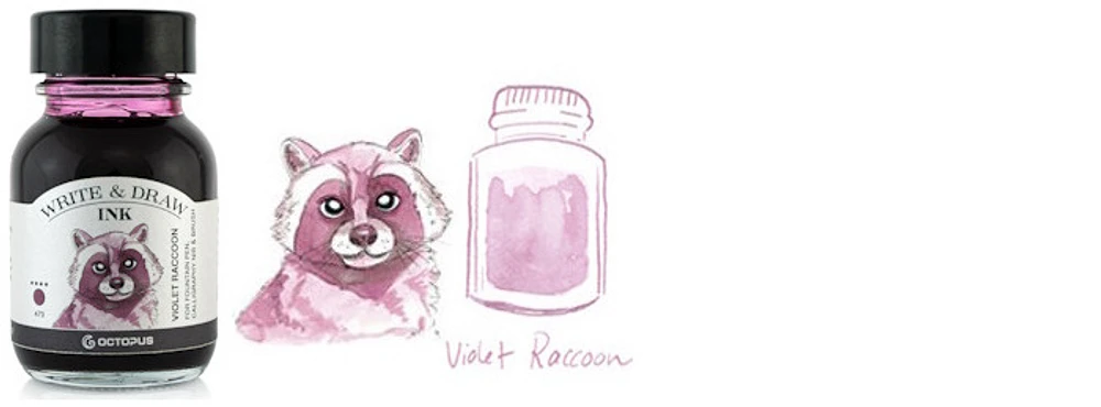 Bouteille d'encre Octopus Fluids, série Write & Draw Ink Encre violette (Raccoon) - 50ml